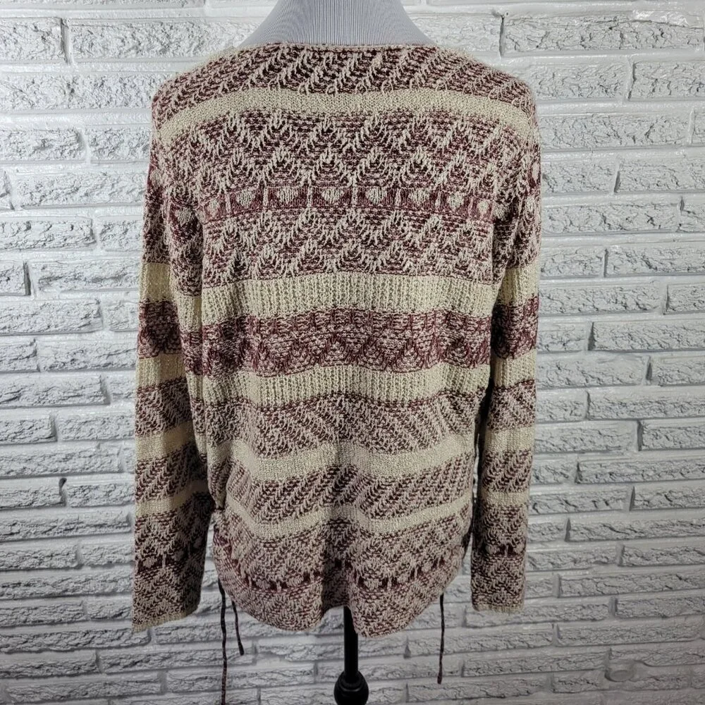 Knox Rose Women's XL Purple Beige Geometric Knit Pullover Sweater GEO183E